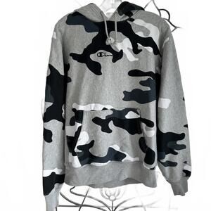 Champion Men's Heavy Gray Camo Hoodie - Reverse Weave - Large
